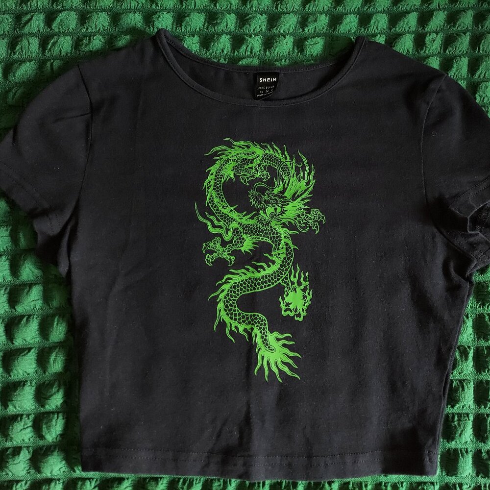 SHEIN Chinese Dragon Crop Top